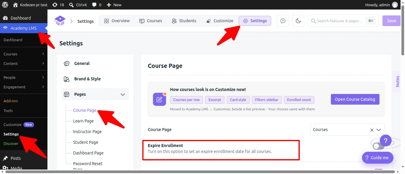 Academy LMS Expire Entrollment