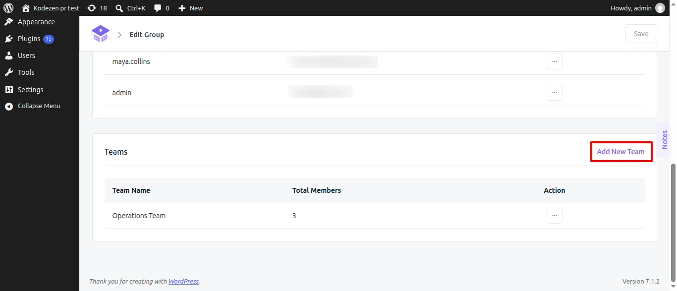 Academy LMS group addon of team section