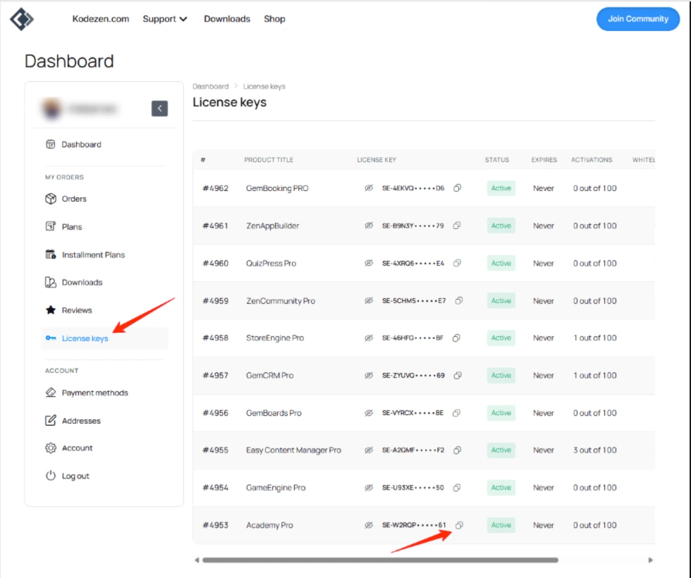 Academy LMS pro license key