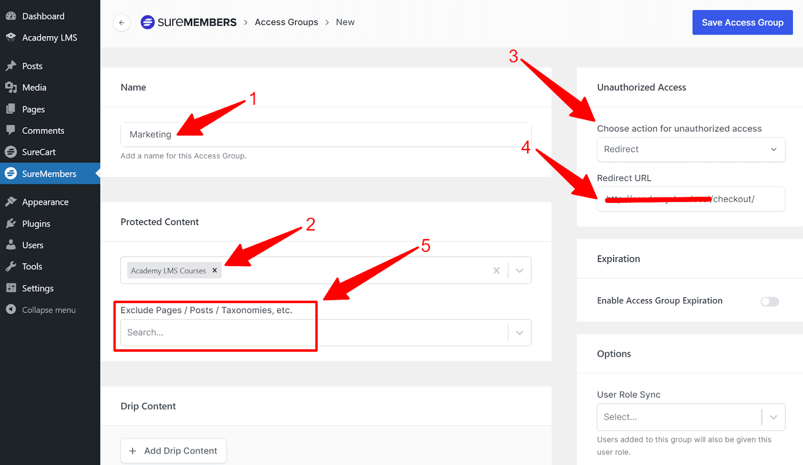 Access group settings