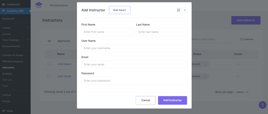Add an instructor