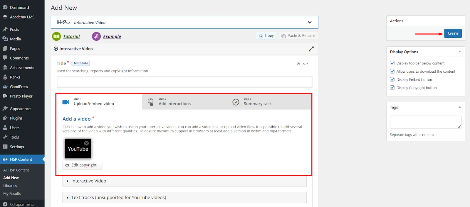 Add content in H5P