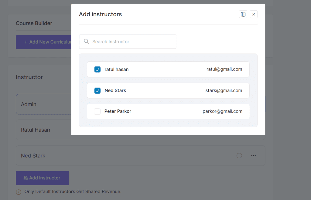 Add instructors to a course