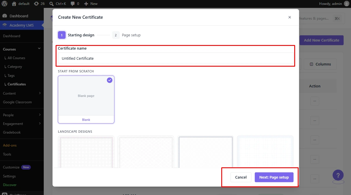 Add New Certificate