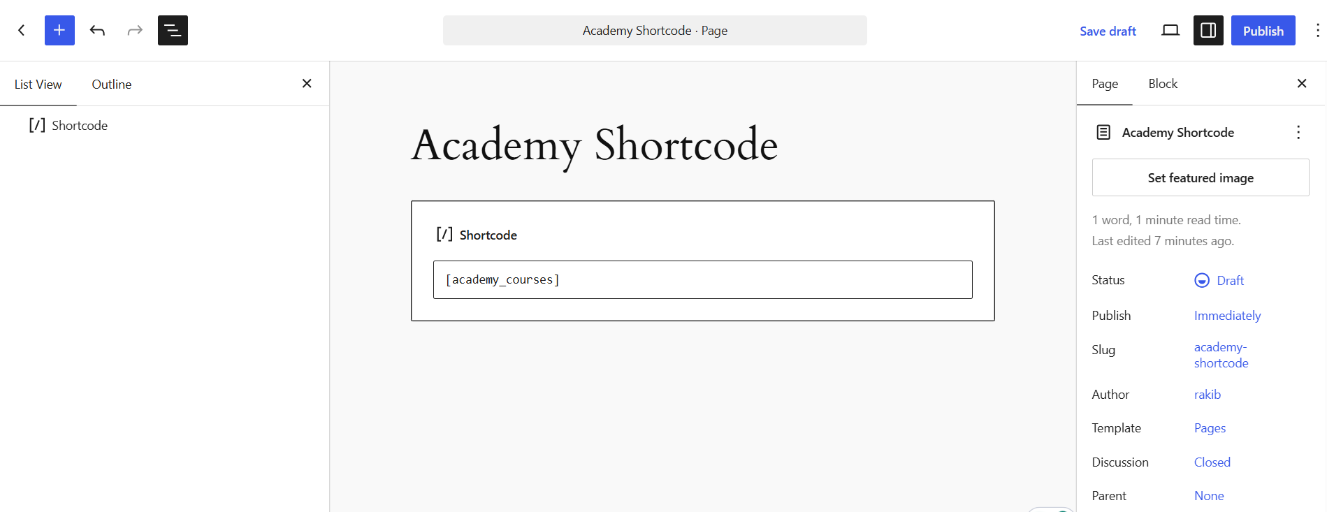 Shortcode block 