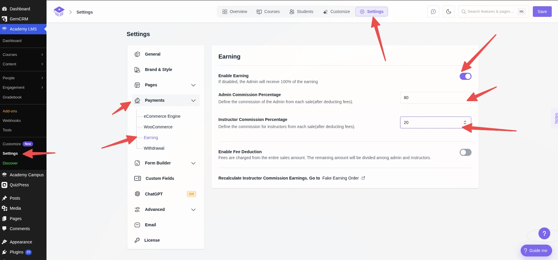 Earning split