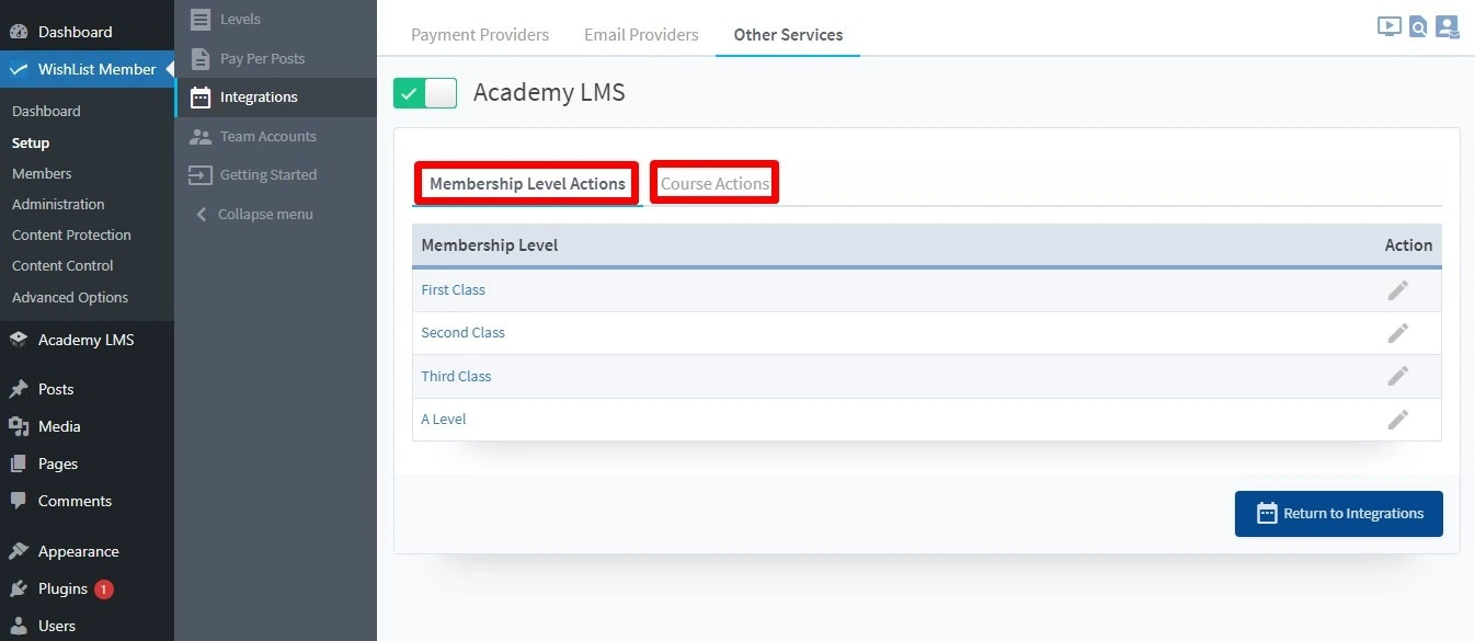 Enable Academy LMS in WishList Member