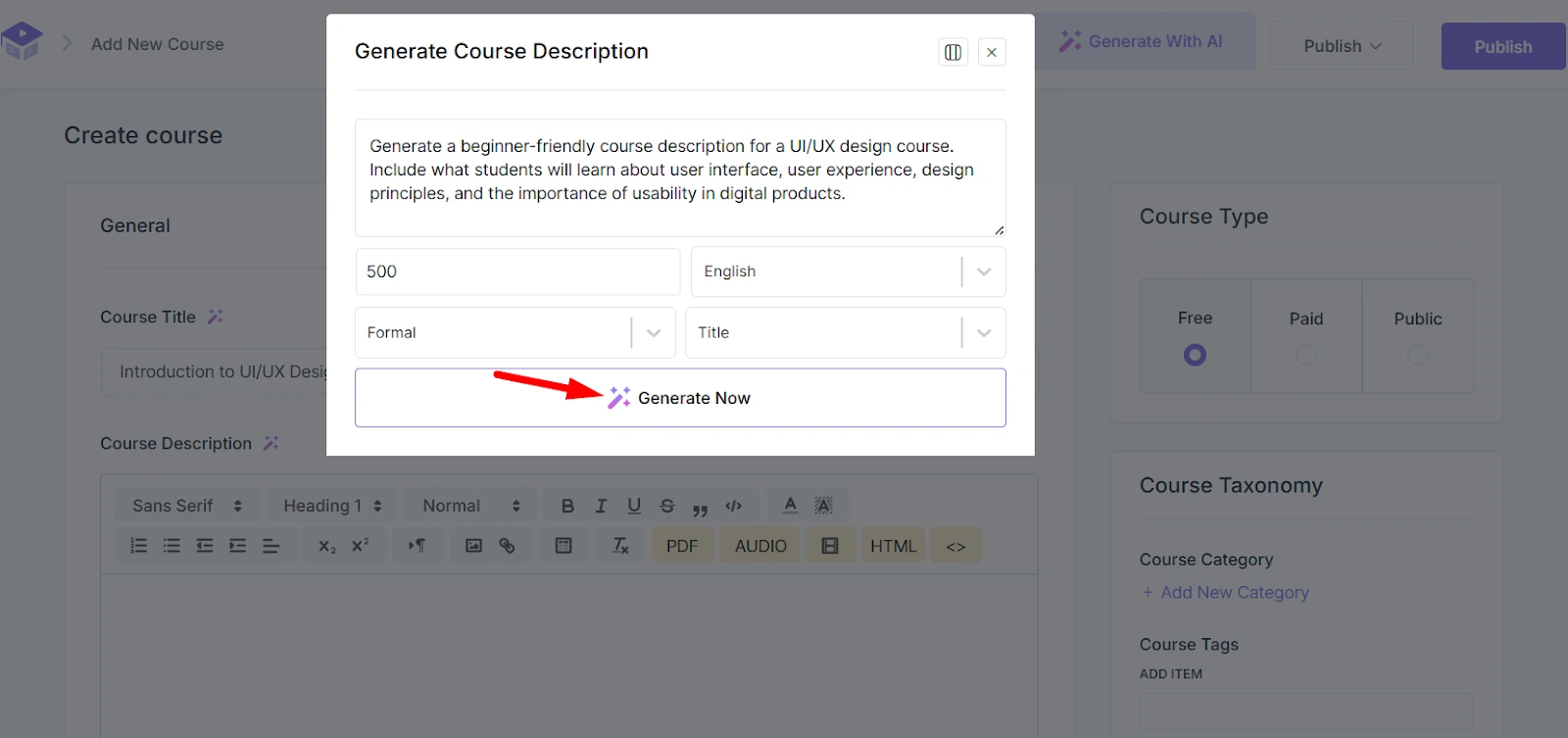 Generate a course description
