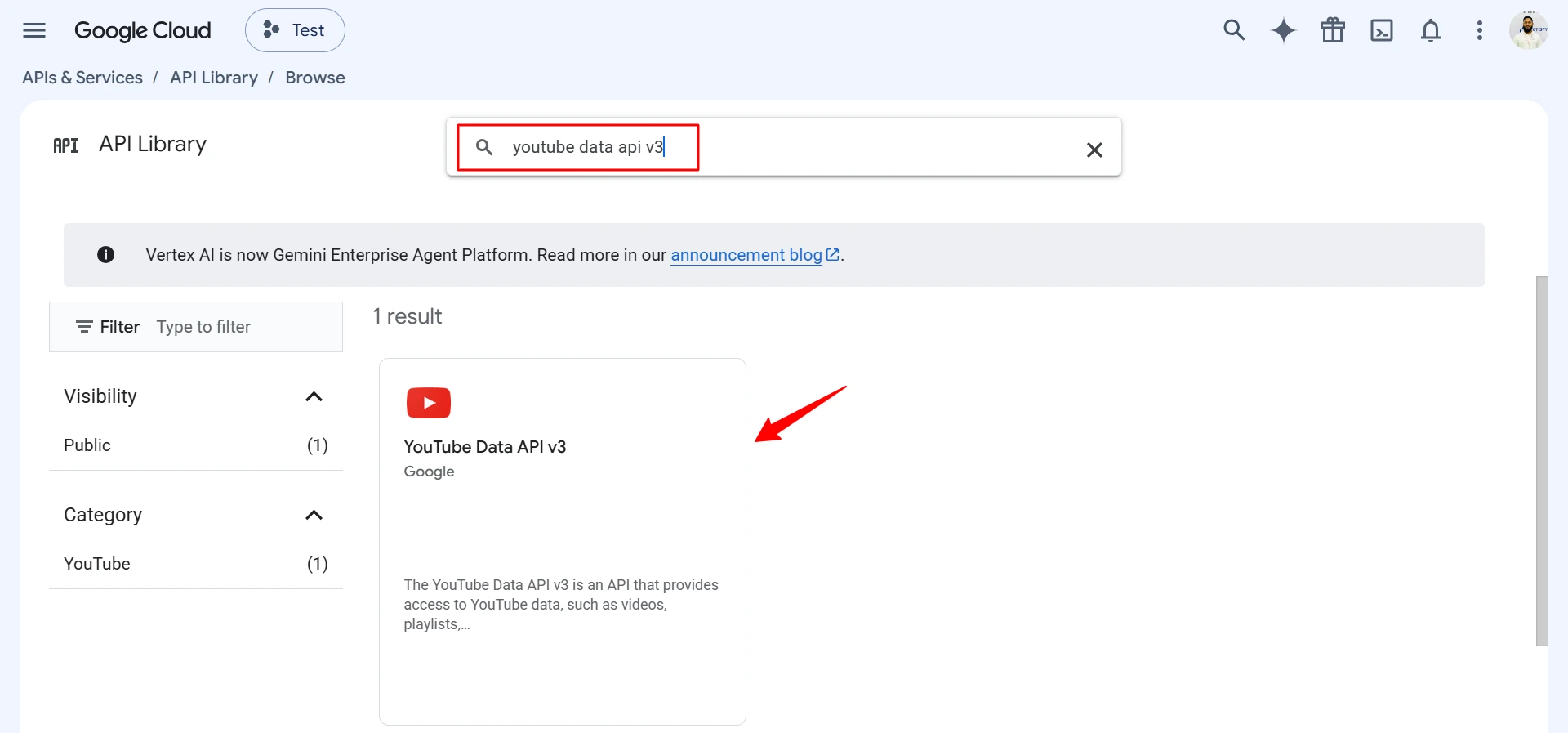 open YouTube Data API v3