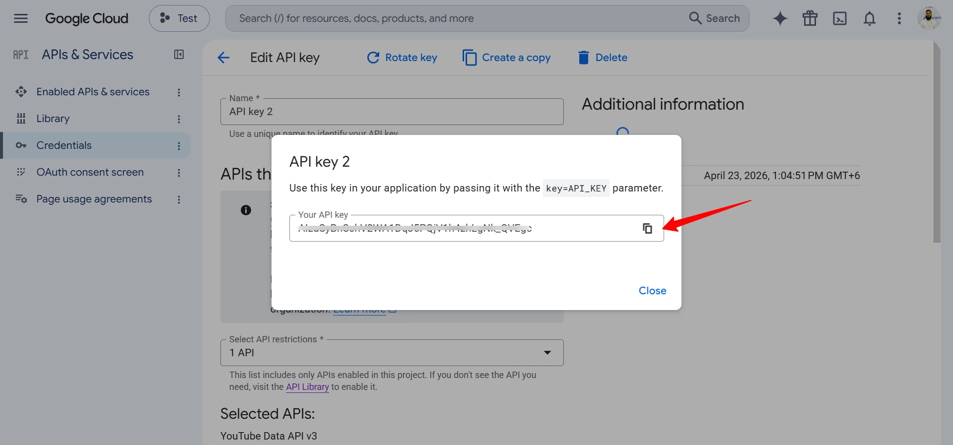 get a youtube api key api key