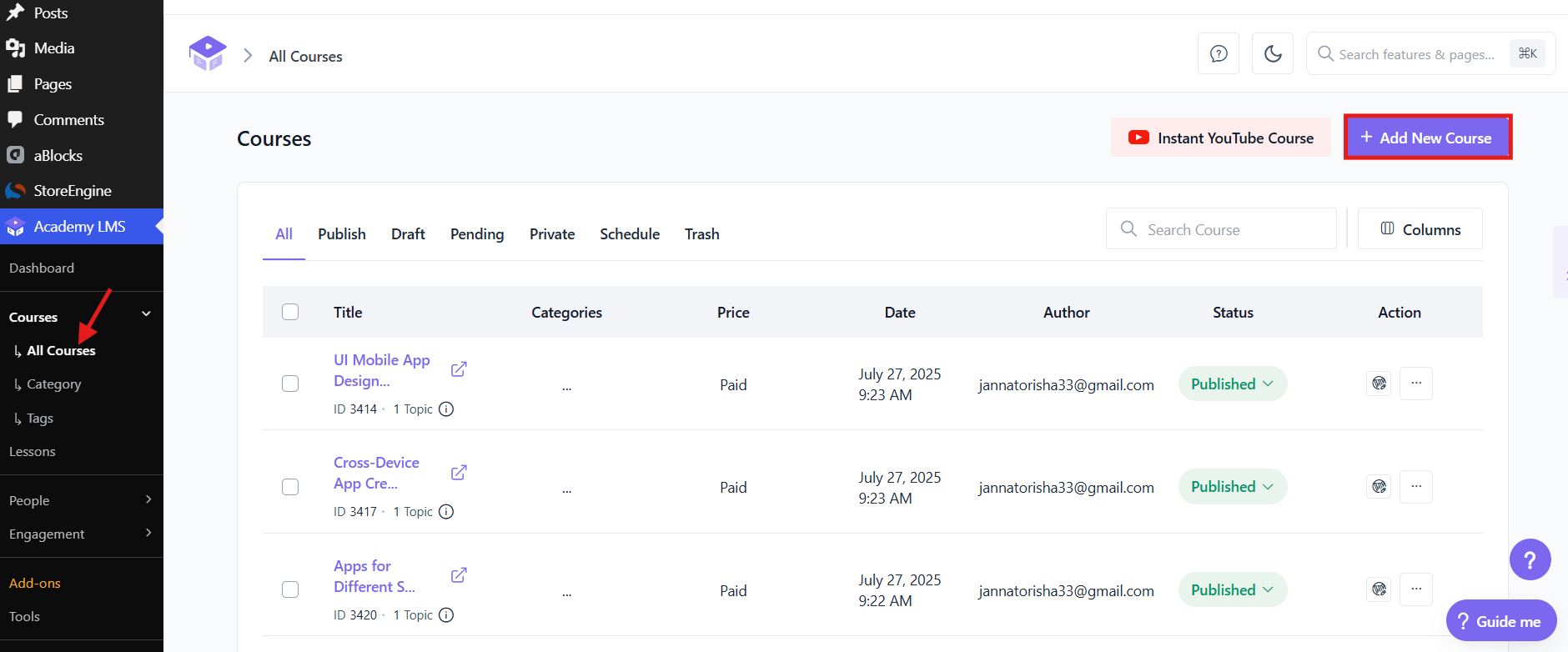 Create Your First Course