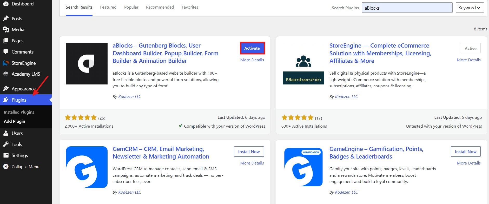 Install the aBlocks Page Builder