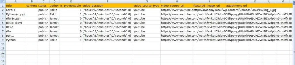 Lesson CSV example