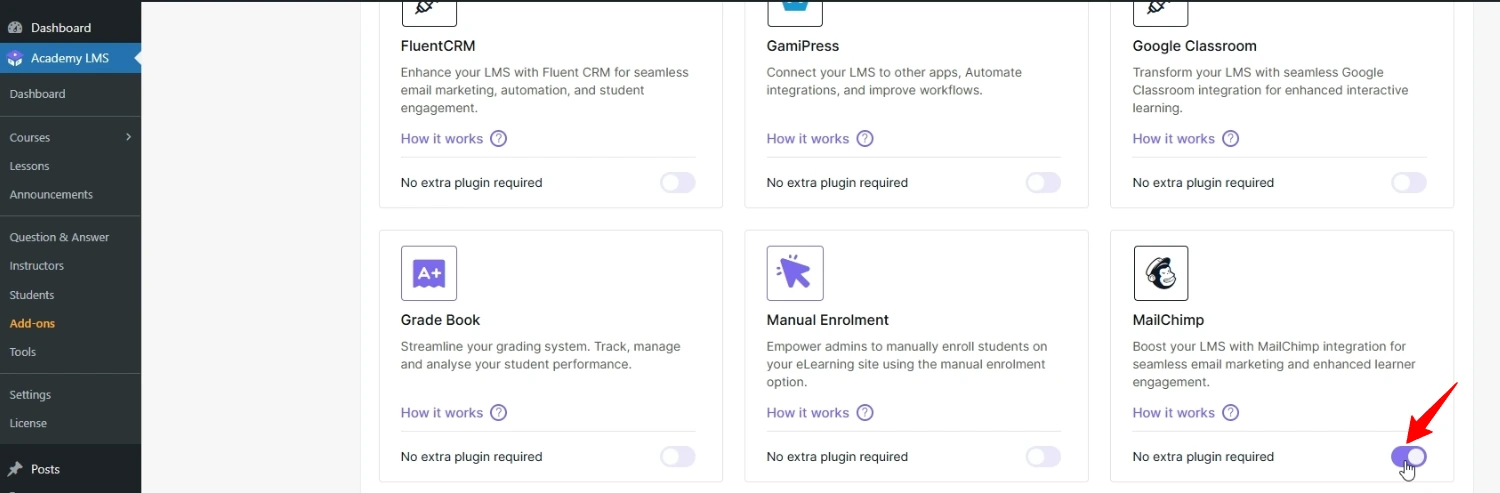 Mailchimp add-on