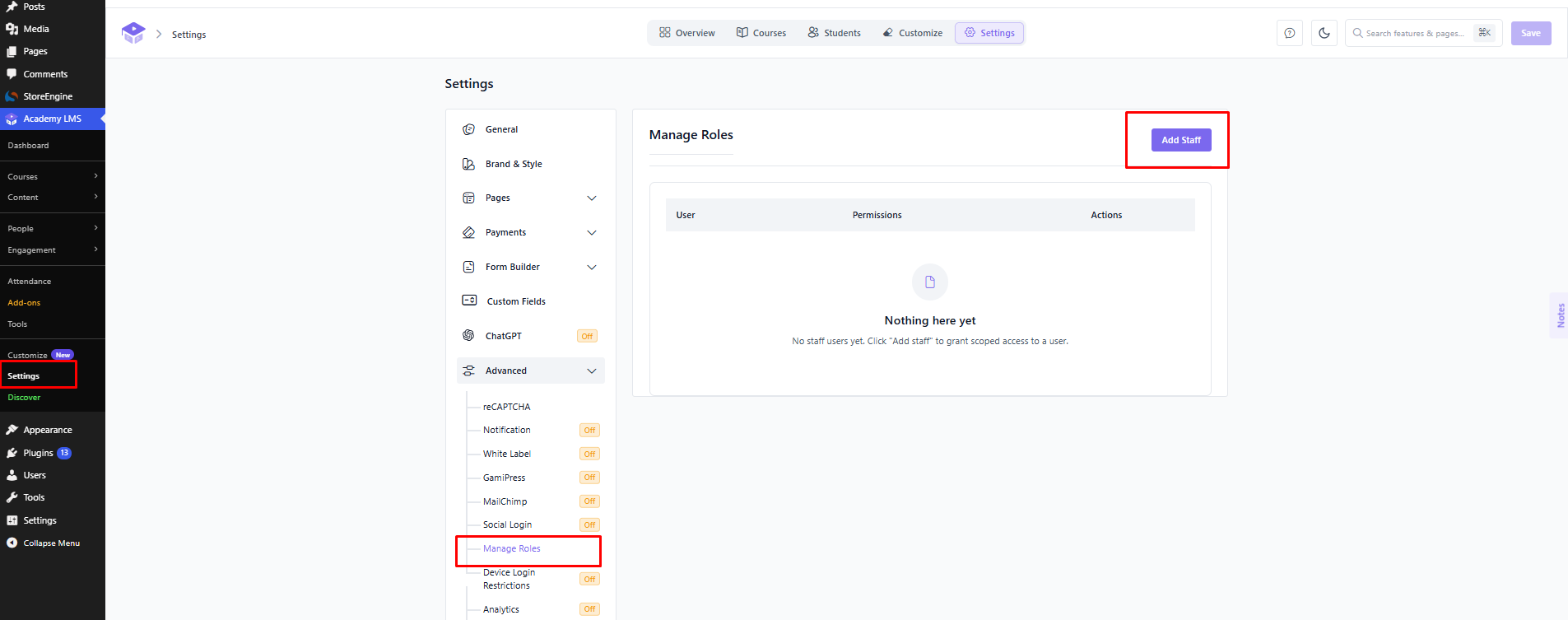 Manage Roles