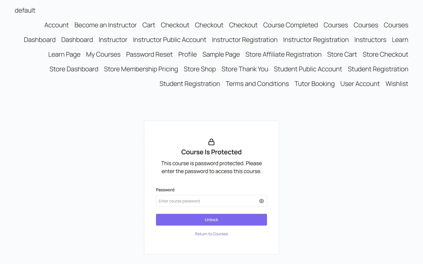Password protect a course 