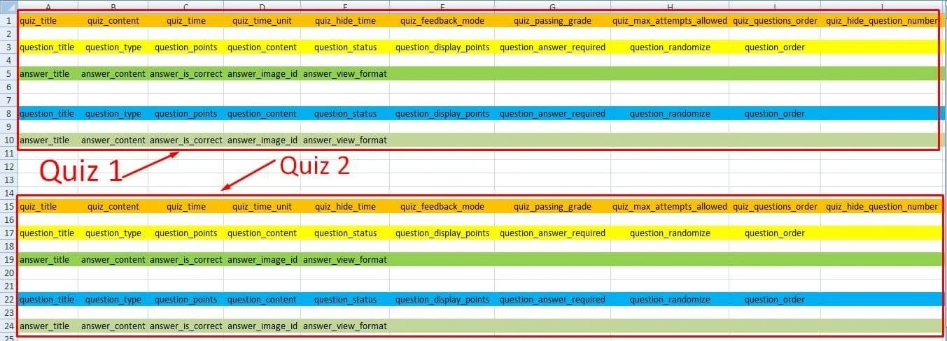 Quiz CSV format