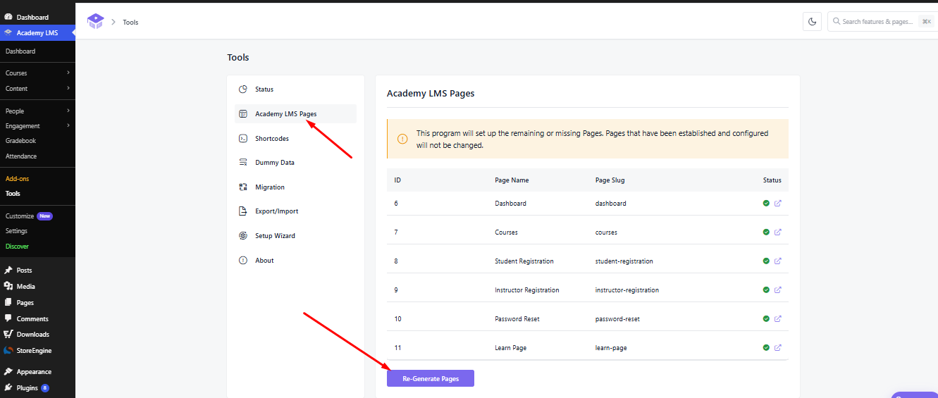 Regenerate Pages