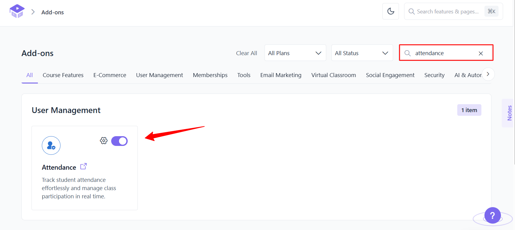 Attendance add-on