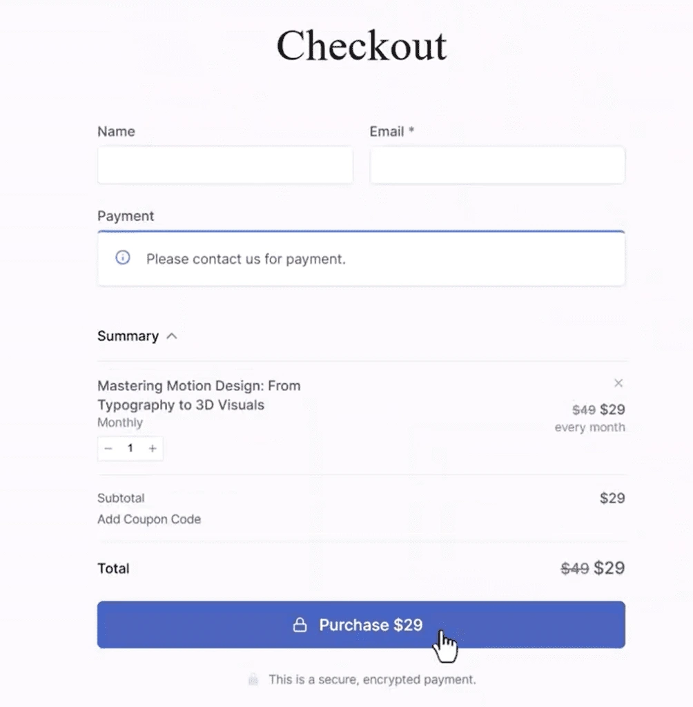 The checkout page