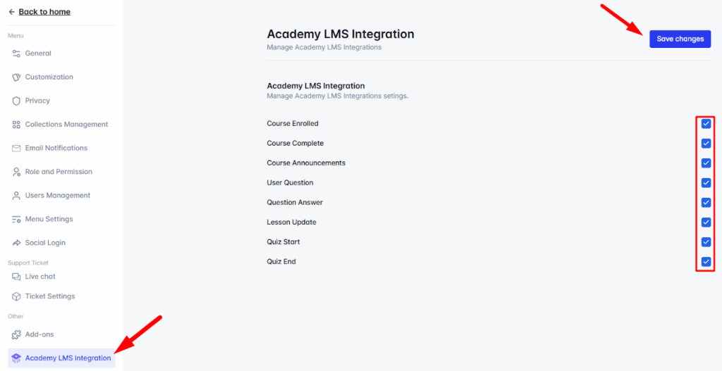 The eight Academy LMS events