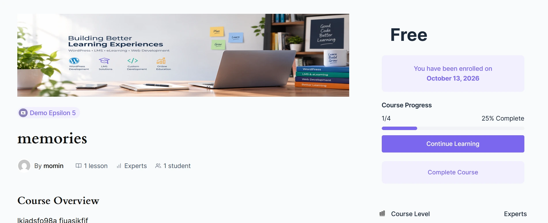 Enroll Now (or Add to Cart) button