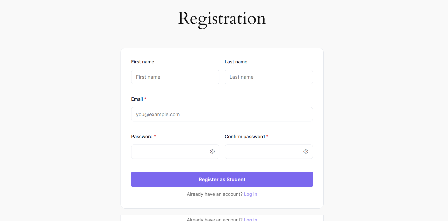 registration form